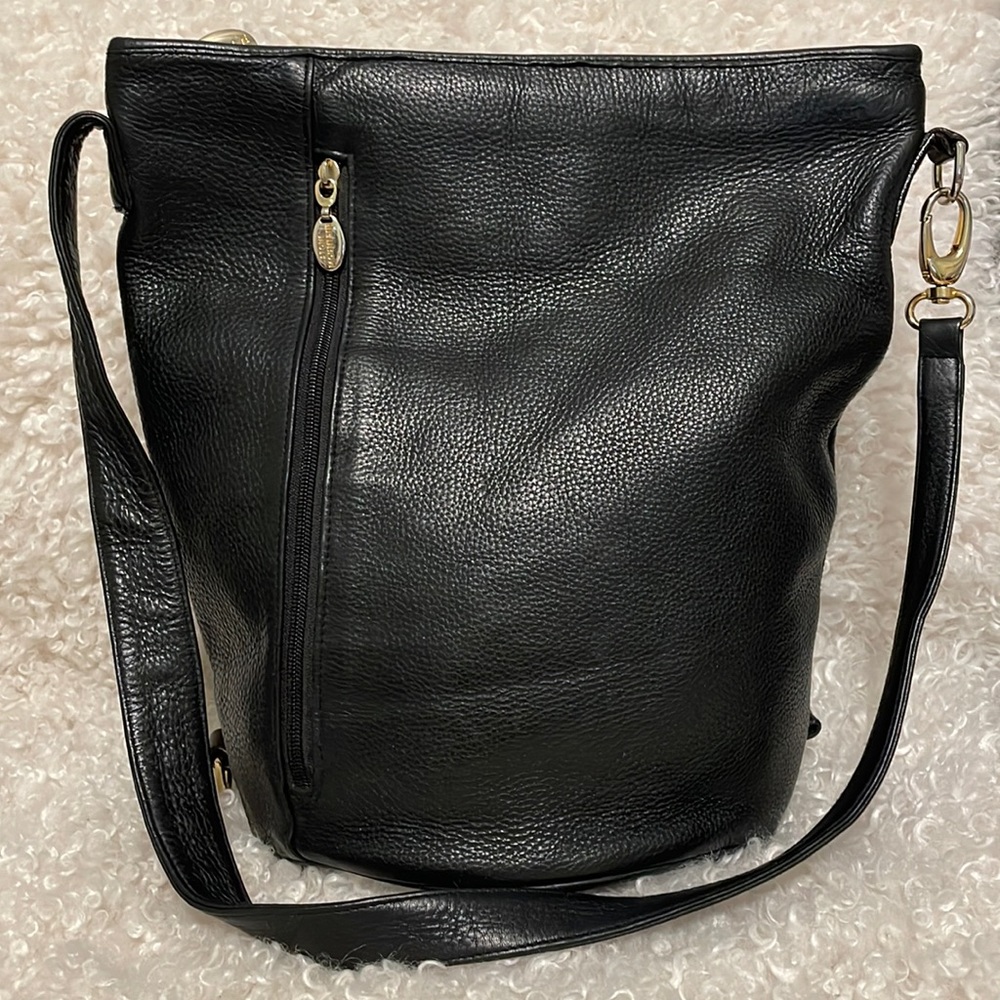 Stone Mountain Black Leather Large Bucket Bag